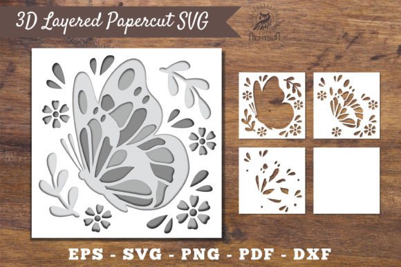 3D Butterfly SVG for Shadow Boxes & Editorial Design