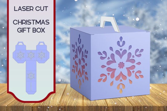 3D SVG Christmas Gift Box with Snowflake Review