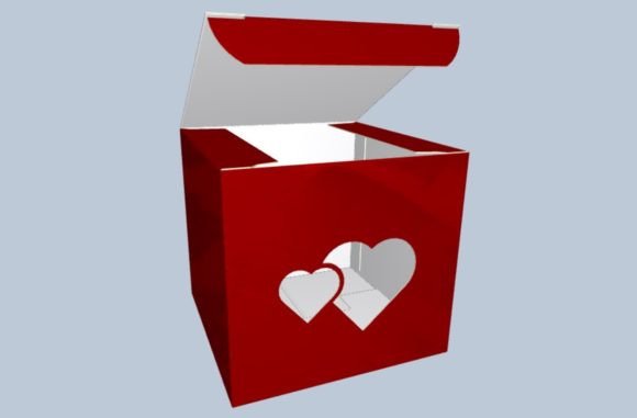 3D SVG Shapes: Valentine's Day A4 Box Template