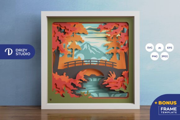 Autumn Landscape 3D SVG for Shadow Boxes & Web