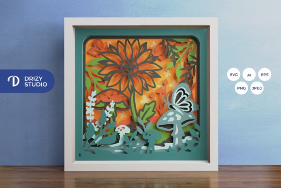 Autumn Mushroom Garden 3D SVG for Shadow Boxes