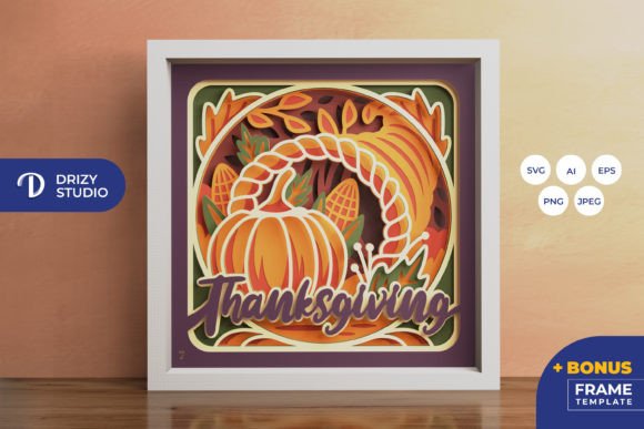 Cornucopias 3D Layered Paper Cut: SVG for Shadow Boxes