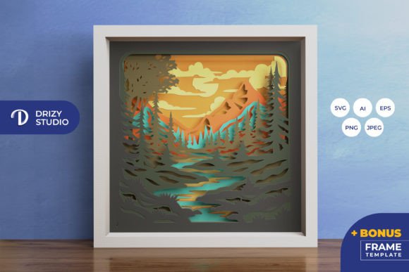 Creek to the Mountain 3D SVG for Shadow Boxes
