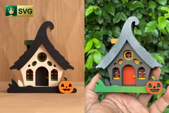 Cute Halloween House SVG: Laser Cutting Ornaments