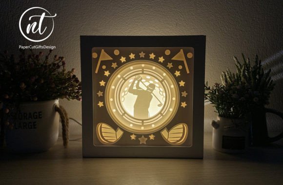 Golf Light Box Template: 3D SVG for Shadow Boxes