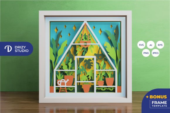 Green Garden House 3D SVG for Shadow Boxes