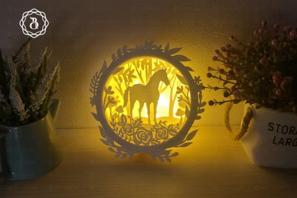 Hanger Lanterns Horse 3D SVG for Shadow Boxes