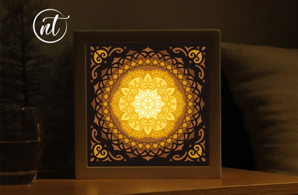 Mandala Paper Cut Lightbox Template: 3D SVG Shadow Boxes