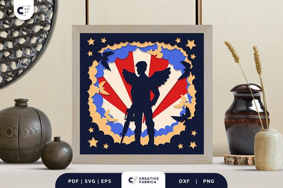Memorial Soldier with Wings 3D SVG for People
