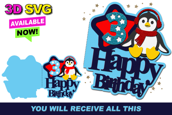 Penguin Card 3D SVG: Playful Shapes for Local Branding