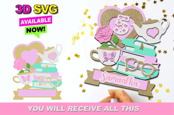 Rose Books & Tea Cake Topper 3D SVG Shapes Review