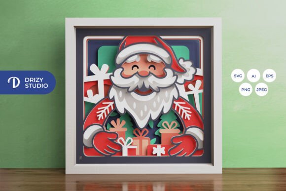 Santa 3D Layered Paper Cut: SVG for Shadow Boxes