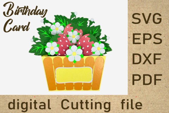 Strawberry Basket 3D SVG Shapes for Brand Design