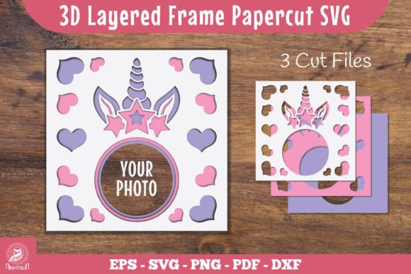 Unicorn 3D Layered Frame SVG for Laser Cutting Shadow Boxes
