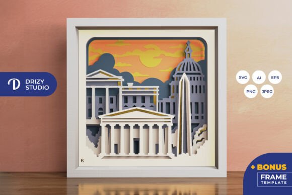 Washington Landmark 3D SVG for Shadow Boxes
