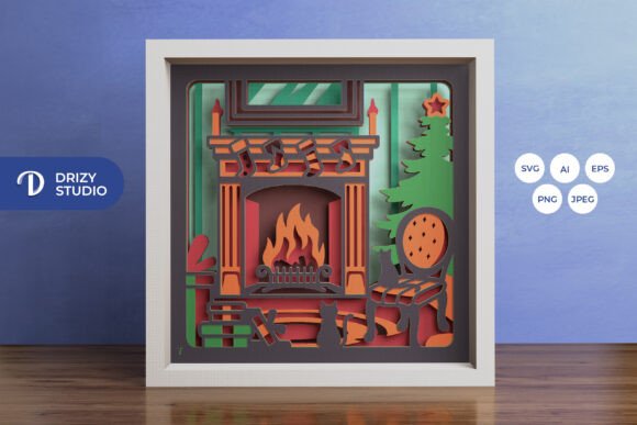 Winter Living Room 3D SVG for Shadow Boxes