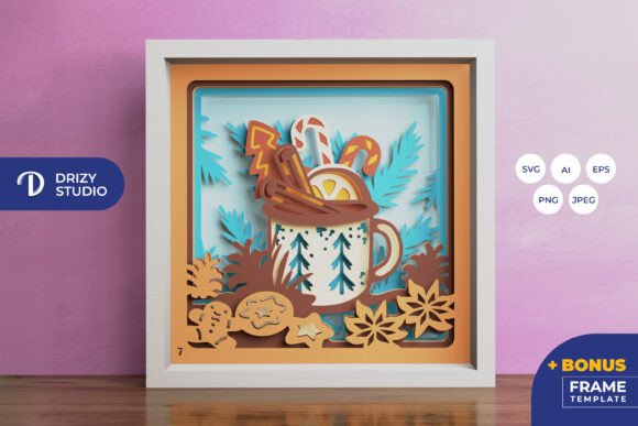 Winter Special Drink 3D SVG for Shadow Boxes